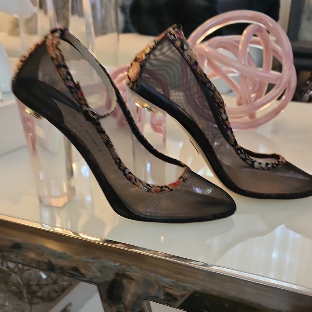 Paul Andrew Black Floral Women's Shoes - Picture 2 of 12